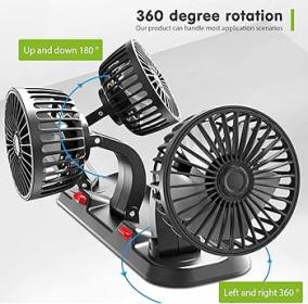 Ventilateur 3 Tête Rotatif a 360° Compatible a tous types de Véhicules 12V