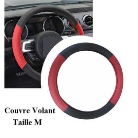 Cache- Couvre Volant Semi Cuir Standard Noir/Rouge 