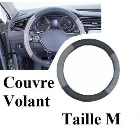 Cache- Couvre Volant Semi Cuir Standard Noir/Gris  