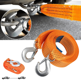 Corde de remorquage automobile orange – solide et sécurisée Avec 2 crochet 