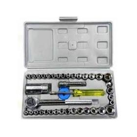 Boite a turne-visses 40 Pièces Gris – Douilles et Cliquet Multifonction