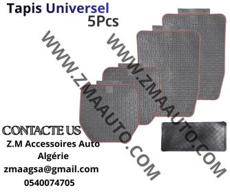 Tapis de voiture universel – 5 pièces Noir avec Bonde Rouge 