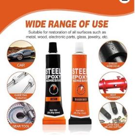 Visbella Colle Epoxy A+B 4 min 121 °C Haute pour Metal , Bois, Verre et Céramique Noir 